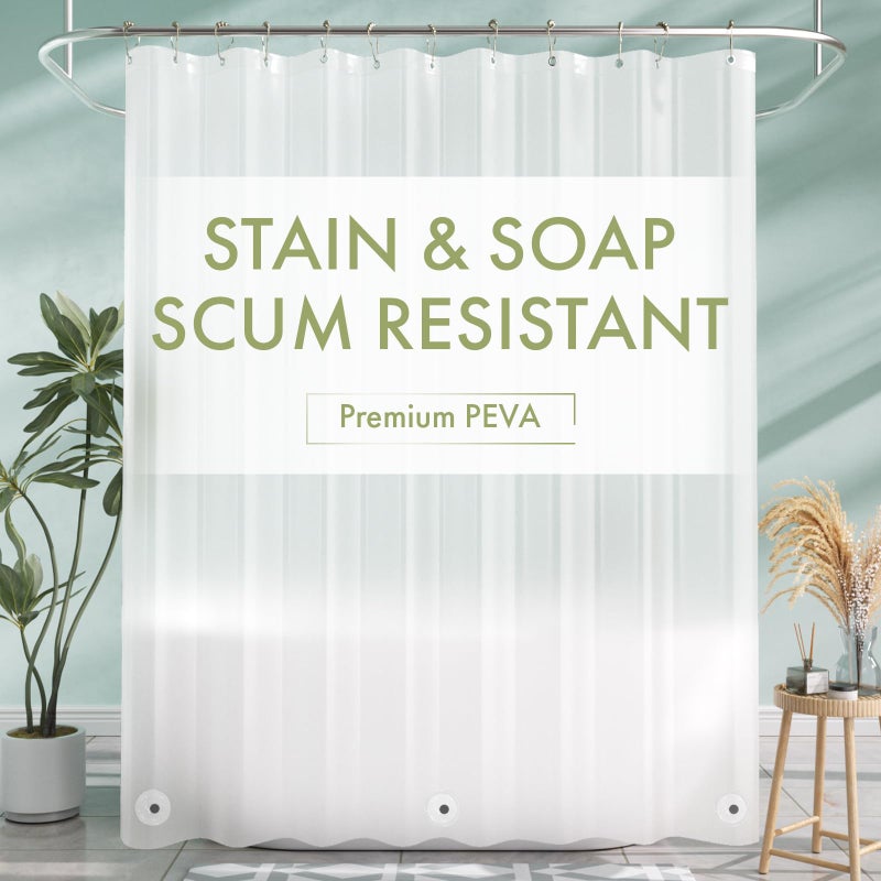 AmazerBath Extra Long Shower Curtain Liner, Plastic Shower Liner 84 Inches Long, Frosted PEVA 72x84 Shower Curtain Liner, Cute Waterproof 84 Inch Shower Curtain Liners with 3 Magnets - Image 1